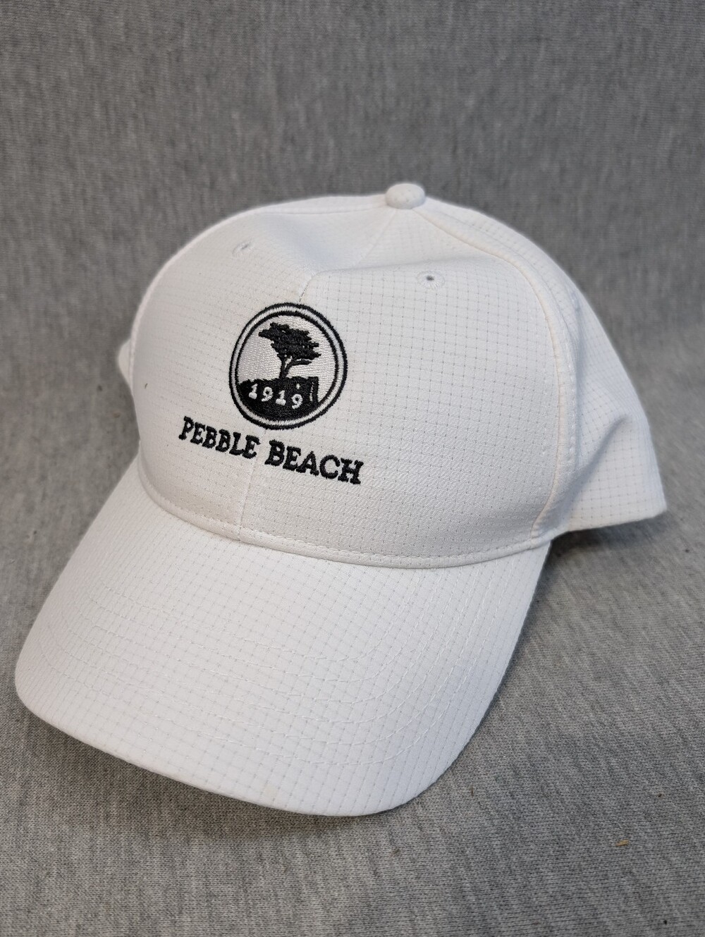 Pebble Beach 1919 Golf Cap White Mid Fit Adjustable Ahead